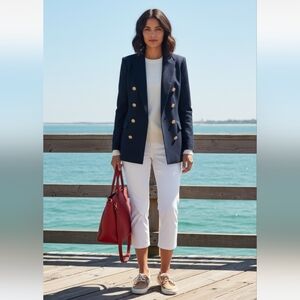 GAP Navy Captains Blazer Double Breasted with Gold Buttons Size Petite 12